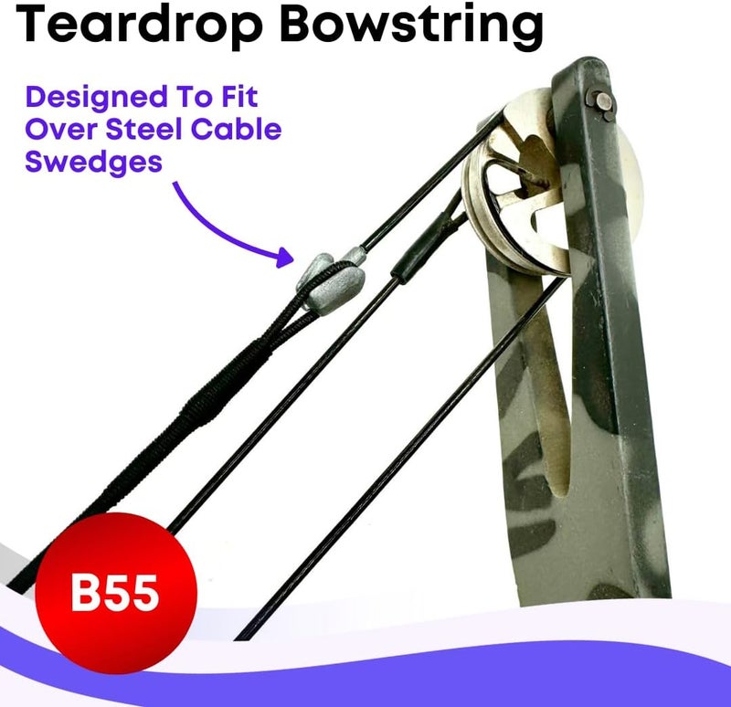 Stone Mountain Tear Drop Compound Bowstring - B55 Dacron 16 Strands - Replacement Teardrop Bowstrings for Older Style Compound Bows with Steel Cables - Image 2